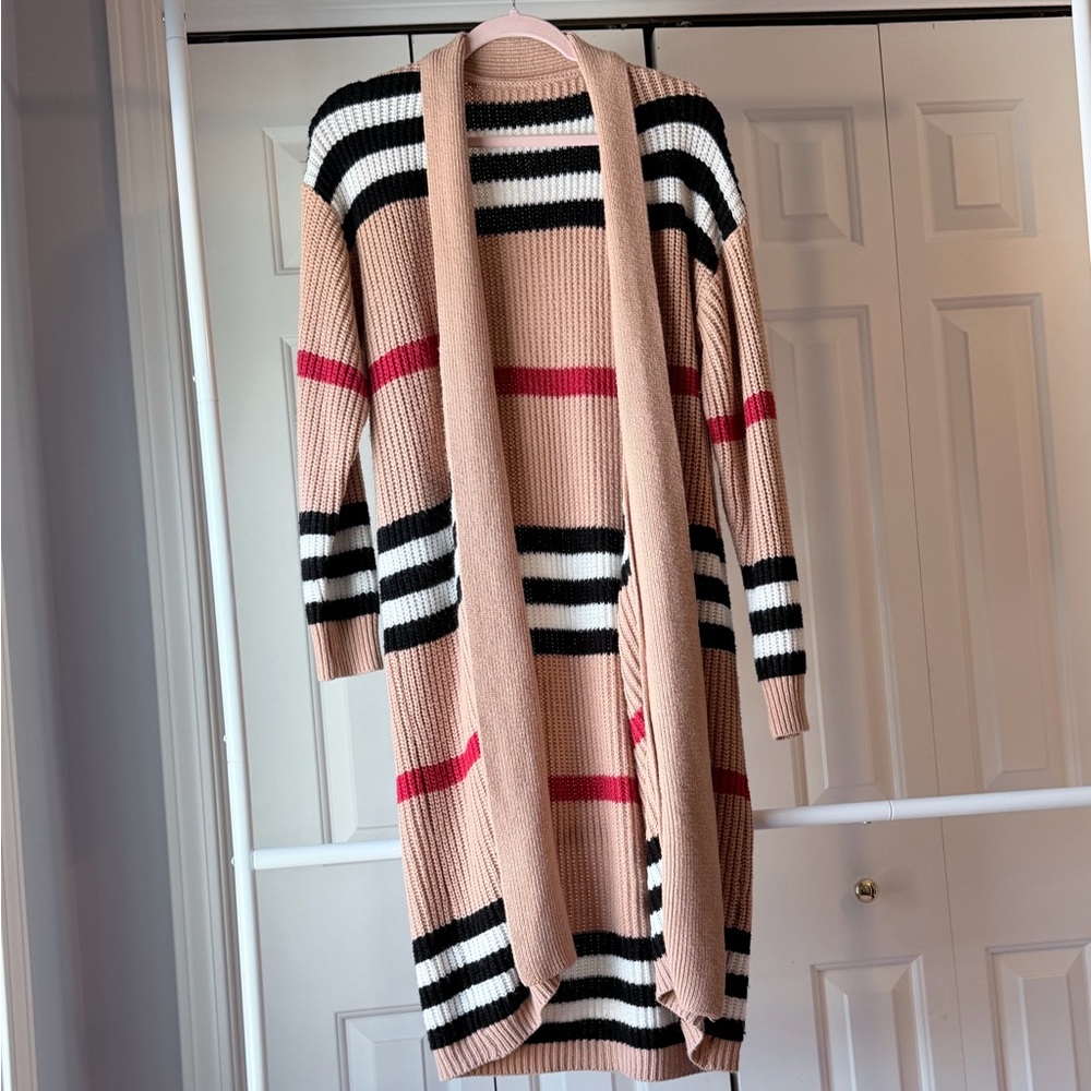 Striped Tan and Black Women's Sweater